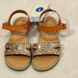 NWT size 7 toddler Glitter Sandals - Tan and Gold Cat & Jack